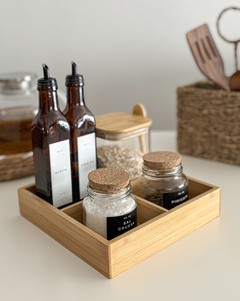 CAJA DE BAMBOO CON 4 DIVISIONES