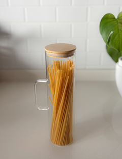 FRASCO VIDRIO 1500 ml CON MANIJA TAPA BAMBU - comprar online