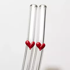 SET x7 SORBETES DE VIDRIO CORAZÓN