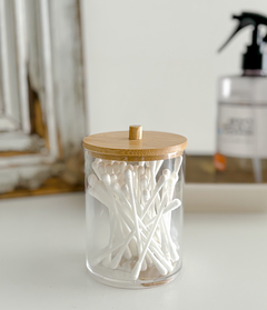 CONTENEDOR ACRILICO REDONDO TAPA BAMBOO - comprar online