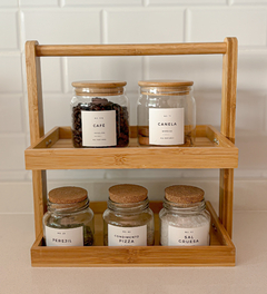 ORGANIZADOR RECTANGULAR DE DOS NIVELES BAMBU