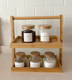 ORGANIZADOR RECTANGULAR DE DOS NIVELES BAMBU - Mama al Mando