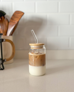 VASO CON SORBETE TAPA DE BAMBO 350 ml