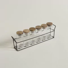SET x6 ESPECIEROS TAPA MADERA 90 ml + SOPORTE - comprar online