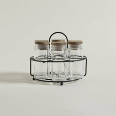 SET X6 ESPECIEROS TAPA MADERA + SOPORTE REDONDO - comprar online
