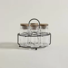 SET X6 ESPECIEROS TAPA MADERA + SOPORTE REDONDO - comprar online