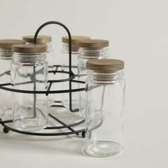 SET X6 ESPECIEROS TAPA MADERA + SOPORTE REDONDO