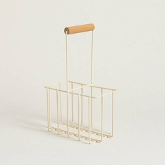 PORTA BOTELLAS X2 ACERO MANGO MADERA - comprar online