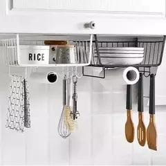 CANASTO NEGRO COLGANTE METÁLICO TRIPLE GANCHO - comprar online