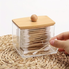 ORGANIZADOR DE HISOPOS ACRILICO + TAPA BAMBOO - comprar online
