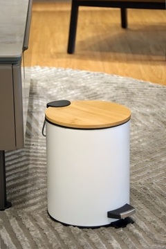 CESTO NÓRDICO BLANCO TAPA MADERA - comprar online