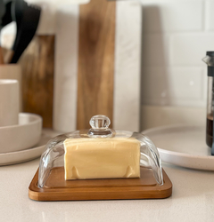 MANTEQUERA DE VIDRIO CON BASE BAMBU - comprar online