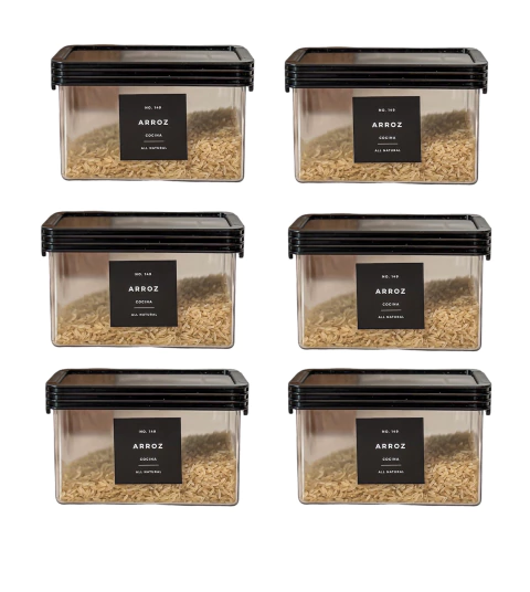 SET x6 CONTENEDORES MEDIANO BLACK 1100 cc