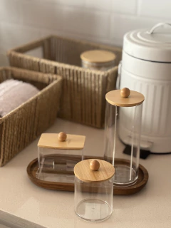 SET DE 3 PIEZAS TAPA BAMBU ORGANIZADOR DE BAÑO COMPLETO - comprar online