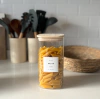 FRASCO VIDRIO CUADRADO TAPA DE BAMBOO