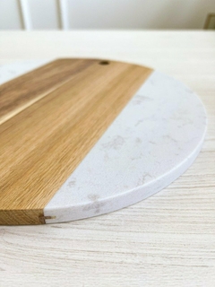 TABLA REDONDA WHITE MARMOL + MADERA 30 cm - comprar online
