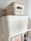 CANASTO ORGANIZADOR PLASTICO TAPA MADERA - comprar online