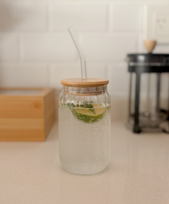 VASO ESTELA TAPA BAMBÚ C/ SORBETE 400 ml - comprar online