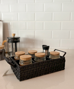 ORGANIZADOR 6 DIVISIONES PORTA ESPECIERO NEGRO RATTAN - comprar online