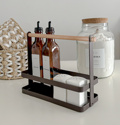 ORGANIZADOR METAL C/ MANIJA MADERA 23 cm