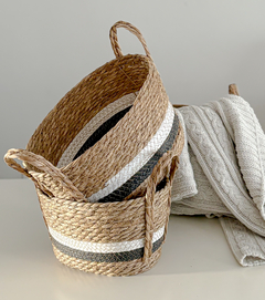 CANASTO YUTE OVAL C/ MANIJAS - comprar online