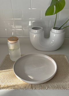INDIVIDUAL RECTANGULAR FLECOS PAPEL DE ARROZ BEIGE - comprar online