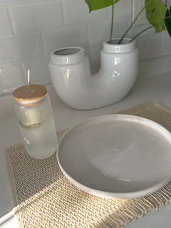 INDIVIDUAL RECTANGULAR FLECOS PAPEL DE ARROZ BEIGE