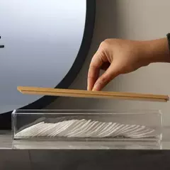 ORGANIZADOR ALARGADO RECTO ACRÍLICO TAPA BAMBU 26 cm en internet