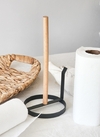 PORTA ROLLO BAMBÚ + NEGRO METAL 30 cm