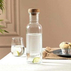 BOTELLA DE VIDRIO 1 LITRO RAYAS HORIZONTALES TAPA CORCHO - comprar online