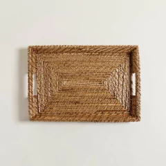 BANDEJA DE DESAYUNOS BEIGE RATTAN 45,5 cm - comprar online