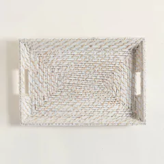 BANDEJA DE DESAYUNOS BLANCA RATTAN 45 cm - comprar online