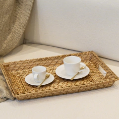 BANDEJA DE DESAYUNOS BEIGE RATTAN 45,5 cm