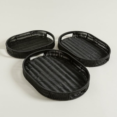 BANDEJA OVAL PLASTIC SOGA COLOR NEGRO en internet
