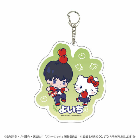 Deka Acrylic Keychain Bluelock x Sanrio Characters 01/ Yoichi Isagi x Hello Kitty (Mini Chara Illustration)