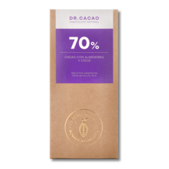 Chocolate 70% Puro Cacao con Almendras y Coco - Dr Cacao