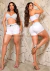 Short Jeans Feminino Colors Collection Branco Strass Prata - SH566-01