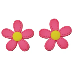 Aplique Emborrachado Flor Pesponto Pink 2,5cm﻿ - Unidade