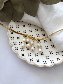 Pingente de pérolas de água doce natural banhado a ouro - comprar online