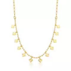 Colar com pingentes losangos e granulações banhado a ouro - comprar online