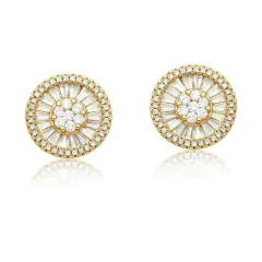 Brinco pizza com cravações de zircônias banhado a ouro - comprar online