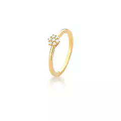 Anel solitário de flor com zircônias banhado a ouro - comprar online