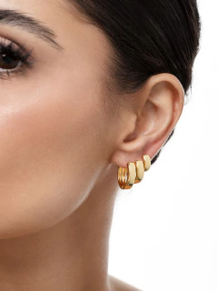 Trio de brincos de argolas lisas banhadas a ouro - comprar online