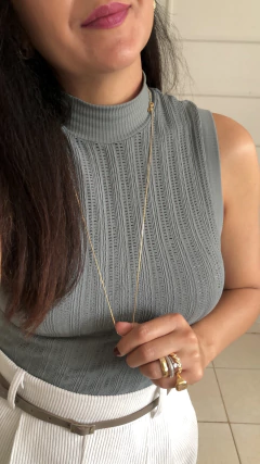 Imagem do Colar longo malha rabo de rato liso banhado a ouro