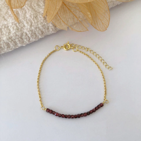Pulseira mini granadas banhada a ouro