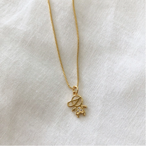 Colar menino com zircônias banhado a ouro