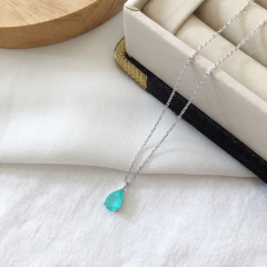 Colar gota turmalina banhado a ródio - comprar online