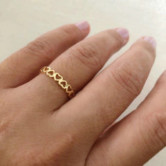 Anel corações vazados liso banhado a ouro - comprar online