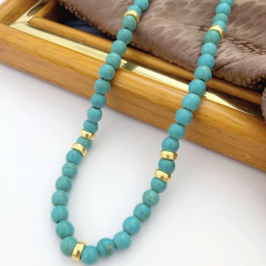 Colar howlita turquesa banhado a ouro na internet