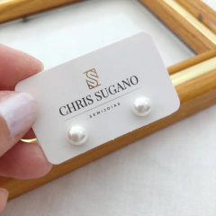 Brinco perolinha shell achatada banhado a ouro - comprar online